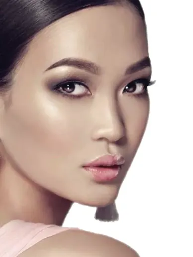 Young woman in three-quarter portrait showing natural skin appearance