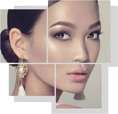 Asian woman in semi-profile with her hair styled in a sleek bun