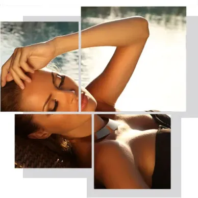 Stylish woman near the water showing a slim and confident appearance