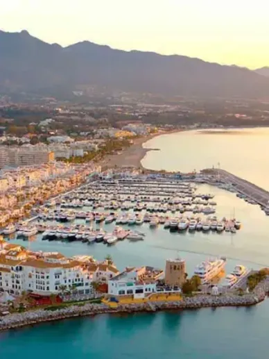 Aerial view of Puerto Banús in Marbella on the Costa del Sol