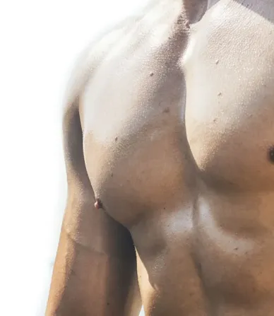 Male torso showing a trained and natural chest